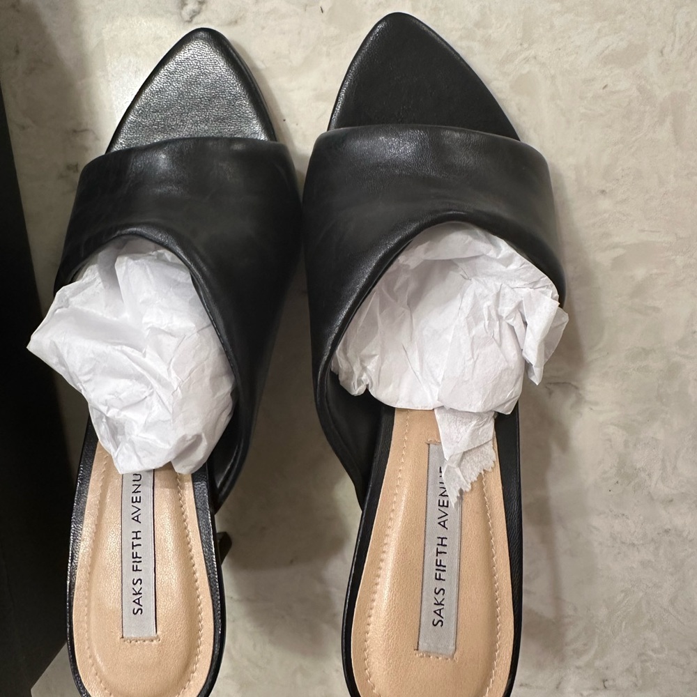Saks Fifth Avenue Leather Mules - Picture 6 of 6